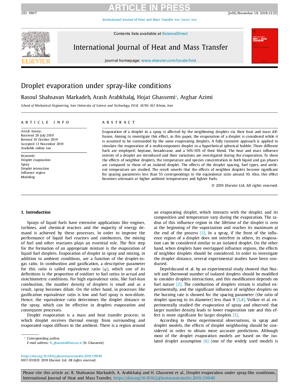 Droplet evaporation under spray-like conditions