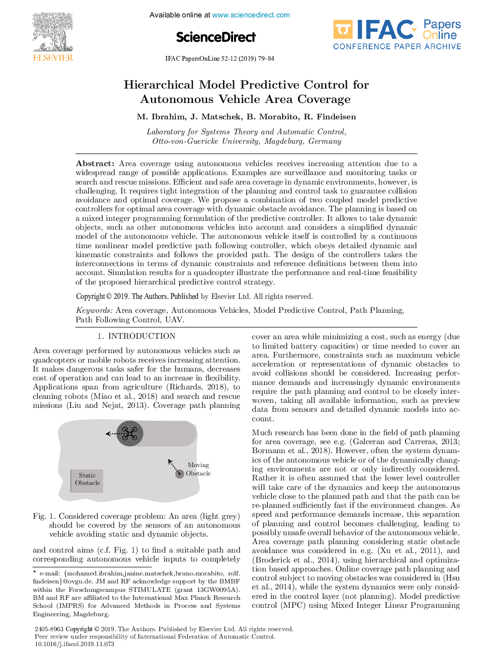 Hierarchical Model Predictive Control for Autonomous Vehicle Area Coverage