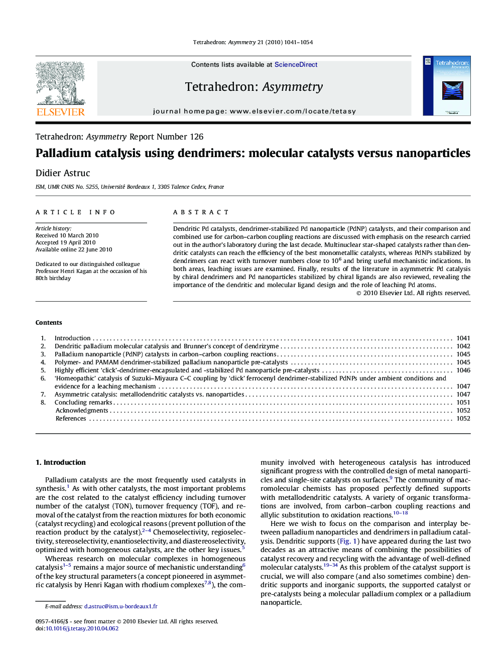Palladium catalysis using dendrimers: molecular catalysts versus nanoparticles