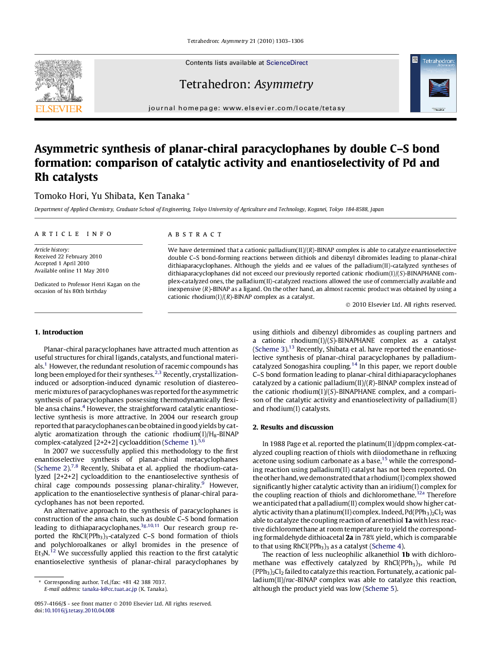Asymmetric synthesis of planar-chiral paracyclophanes by double C–S bond formation: comparison of catalytic activity and enantioselectivity of Pd and Rh catalysts