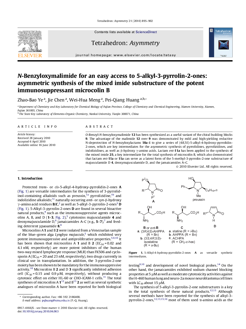 N-Benzyloxymalimide for an easy access to 5-alkyl-3-pyrrolin-2-ones: asymmetric synthesis of the mixed imide substructure of the potent immunosuppressant microcolin B