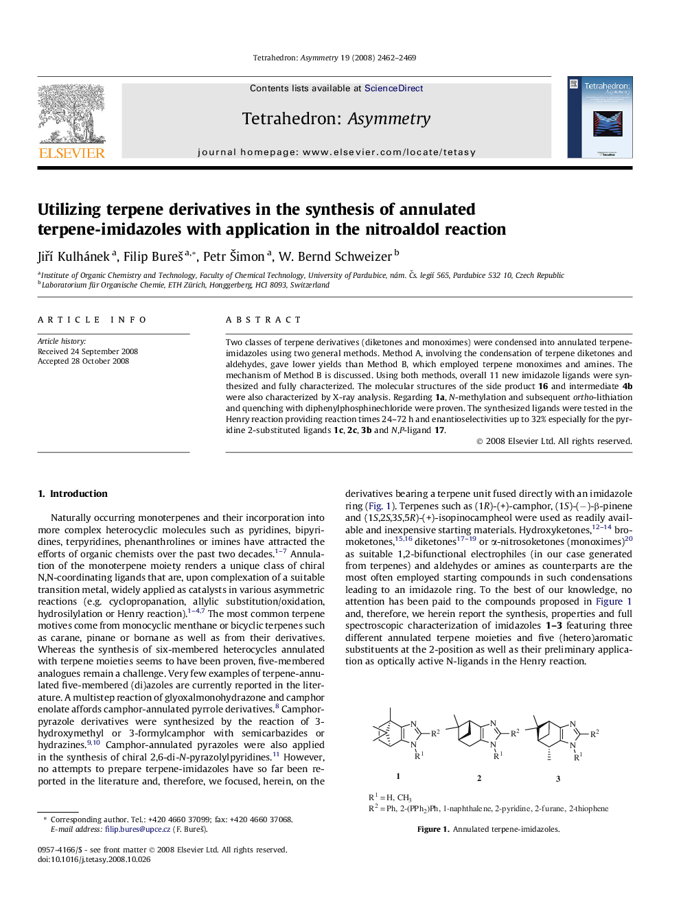 Utilizing terpene derivatives in the synthesis of annulated terpene-imidazoles with application in the nitroaldol reaction