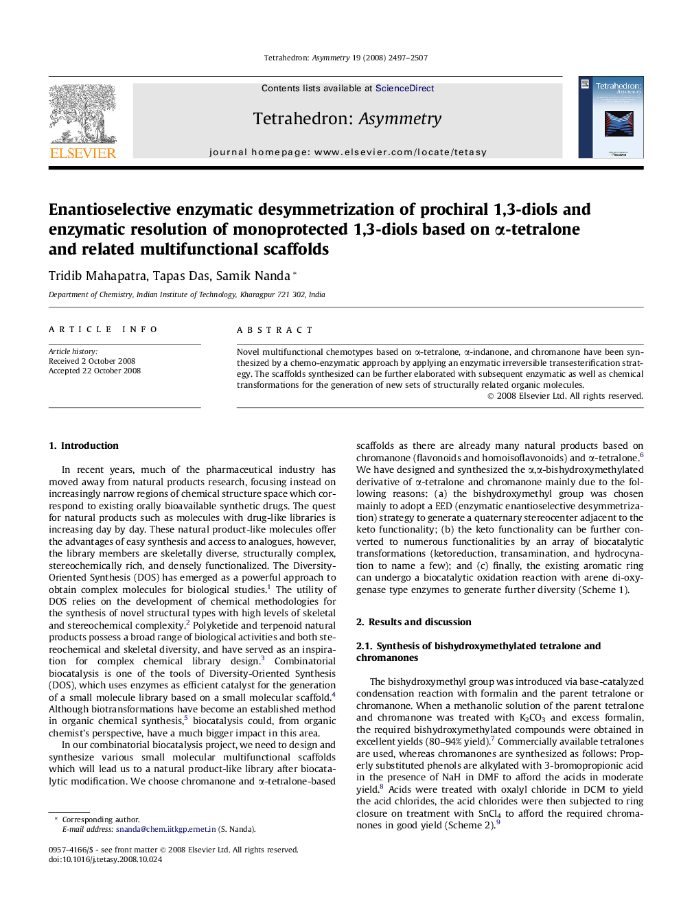 Enantioselective enzymatic desymmetrization of prochiral 1,3-diols and enzymatic resolution of monoprotected 1,3-diols based on α-tetralone and related multifunctional scaffolds