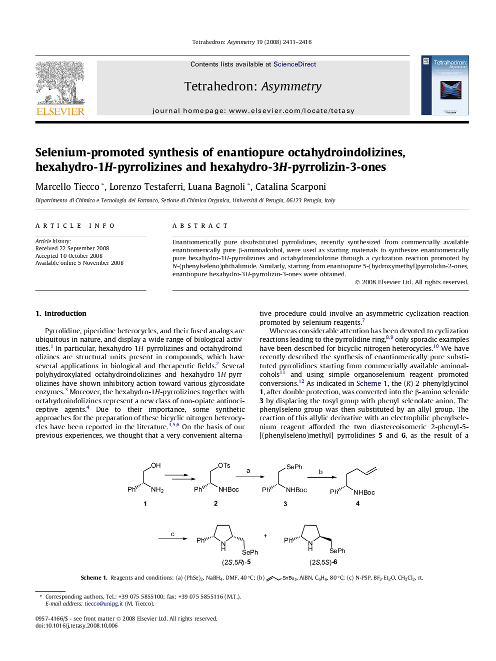 Selenium-promoted synthesis of enantiopure octahydroindolizines, hexahydro-1H-pyrrolizines and hexahydro-3H-pyrrolizin-3-ones