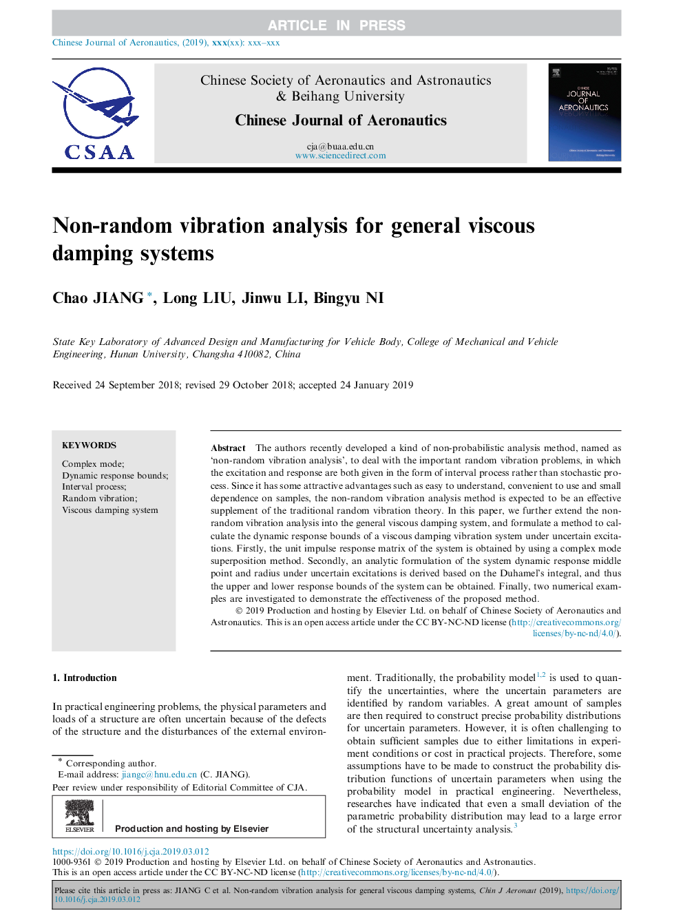 Non-random vibration analysis for general viscous damping systems