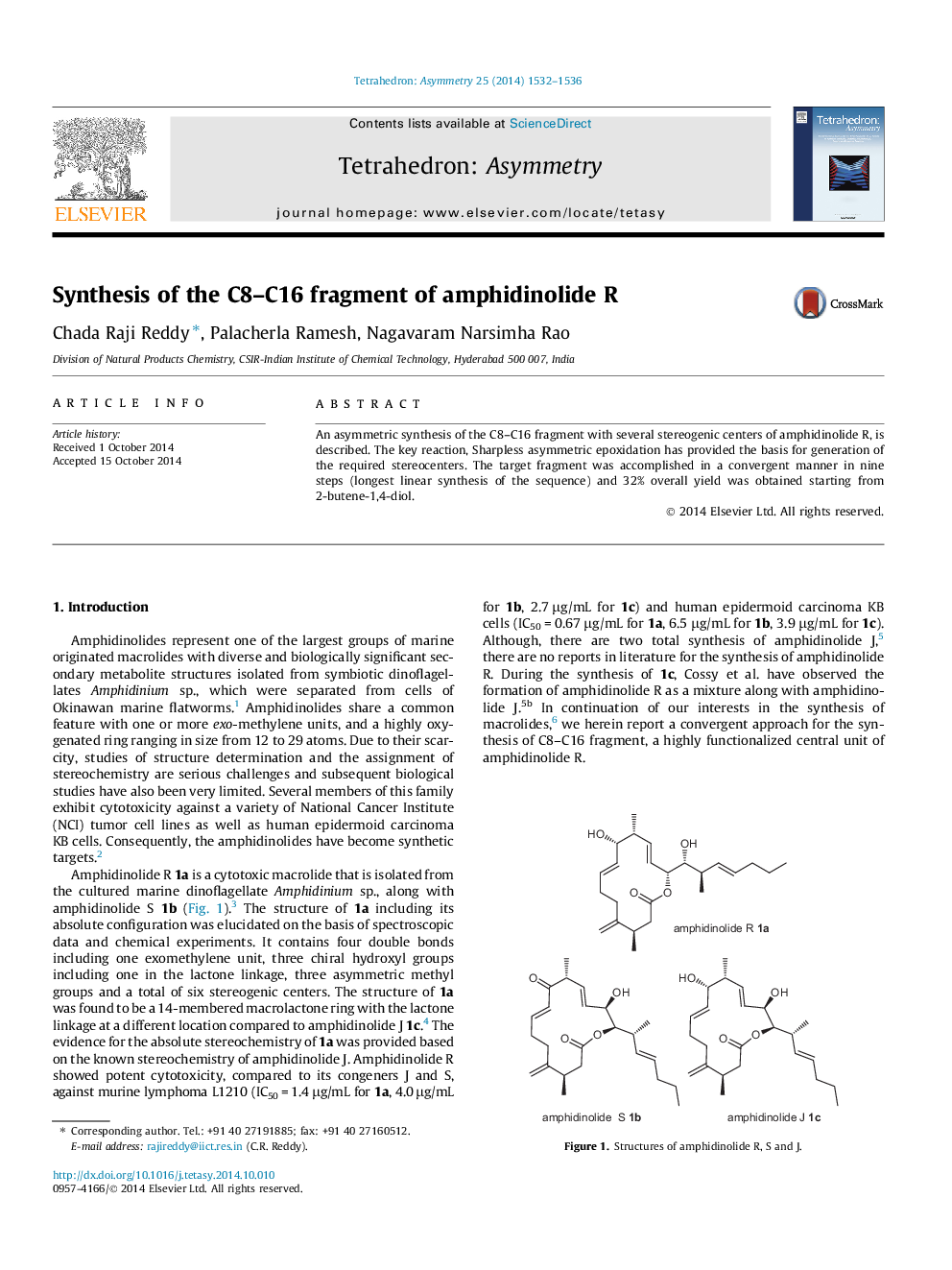 Synthesis of the C8–C16 fragment of amphidinolide R