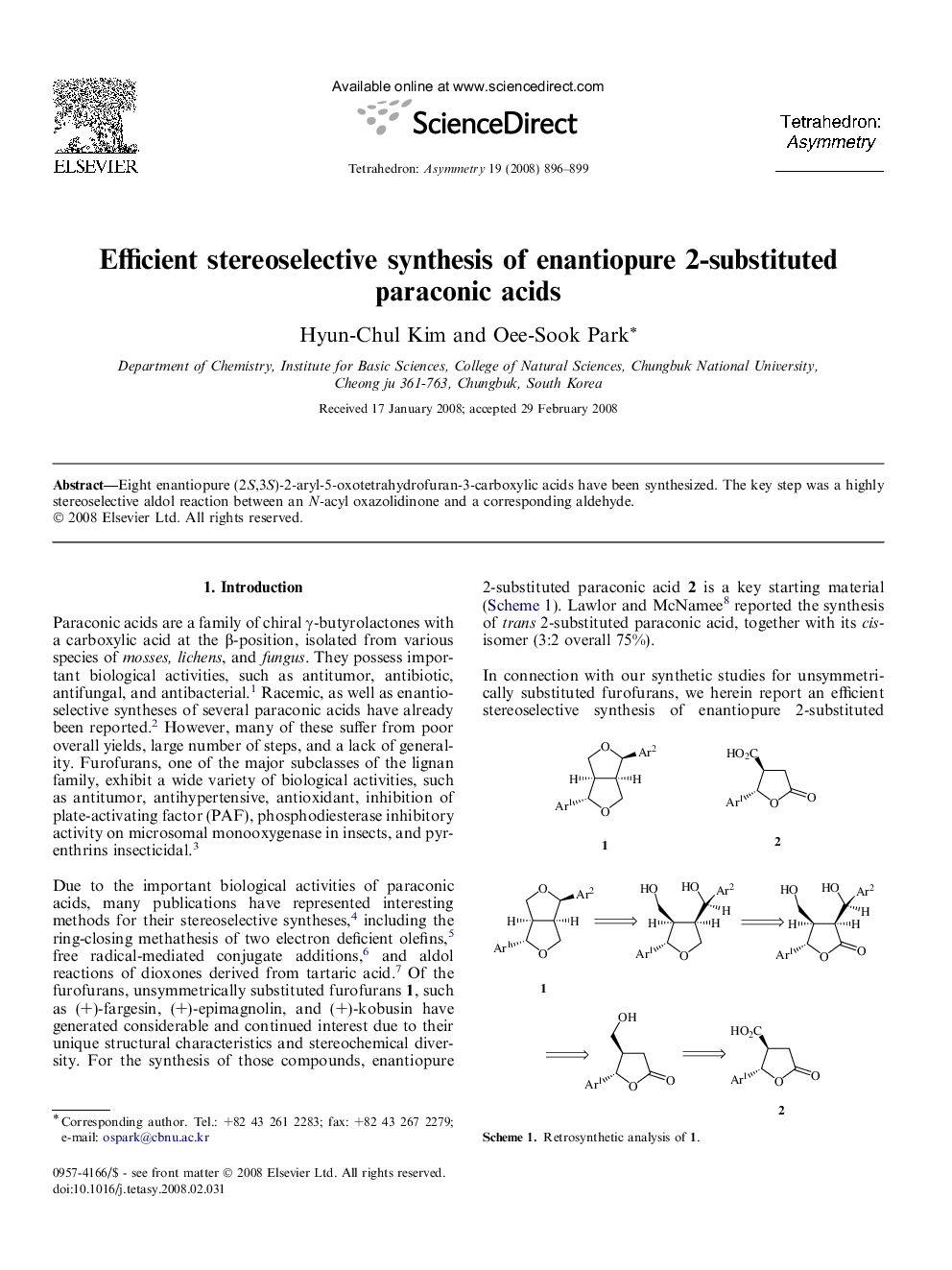 Efficient stereoselective synthesis of enantiopure 2-substituted paraconic acids
