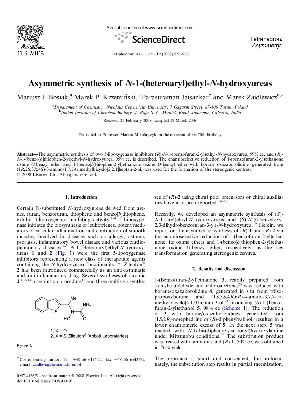 Asymmetric synthesis of N-1-(heteroaryl)ethyl-N-hydroxyureas
