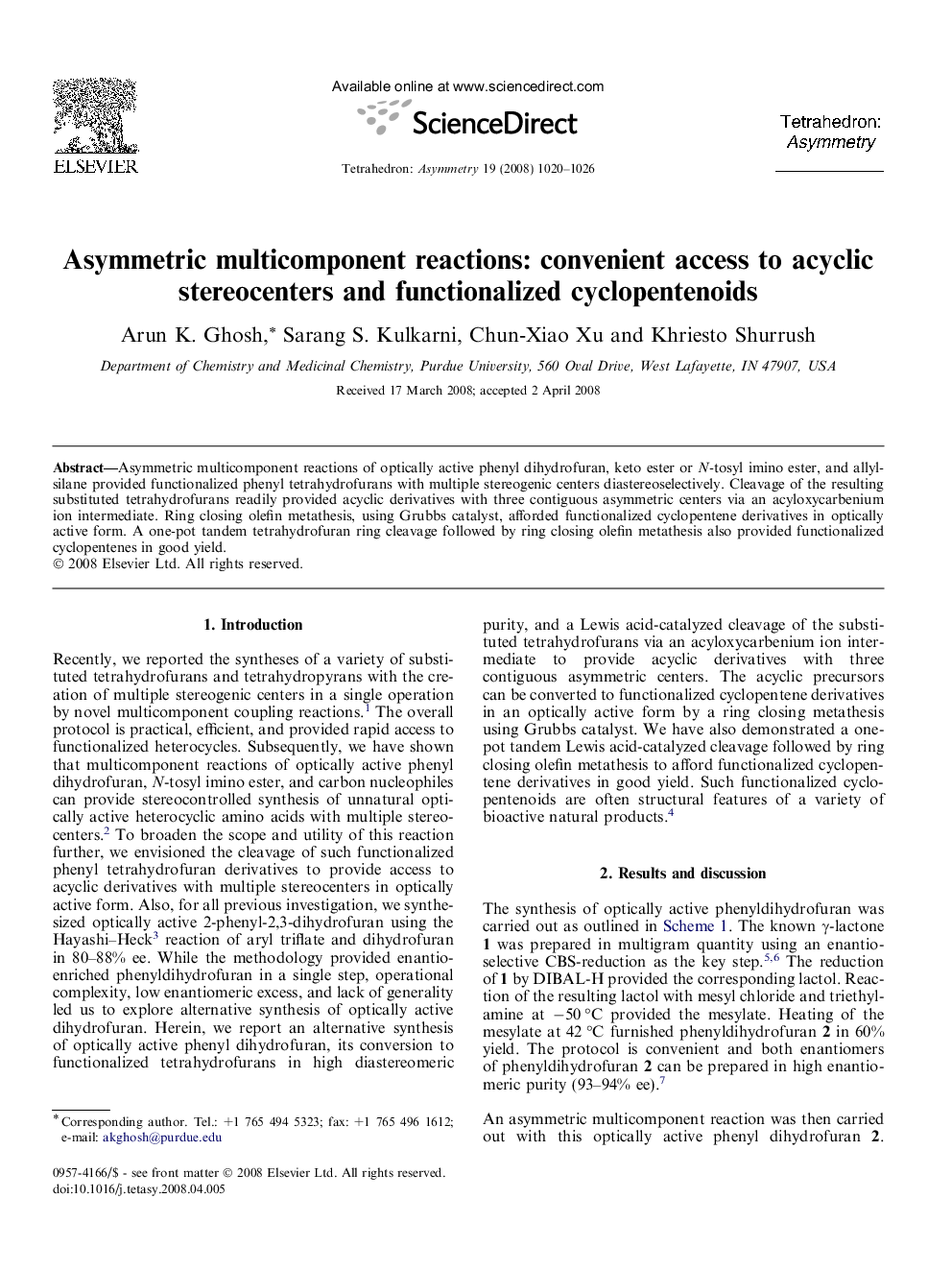 Asymmetric multicomponent reactions: convenient access to acyclic stereocenters and functionalized cyclopentenoids