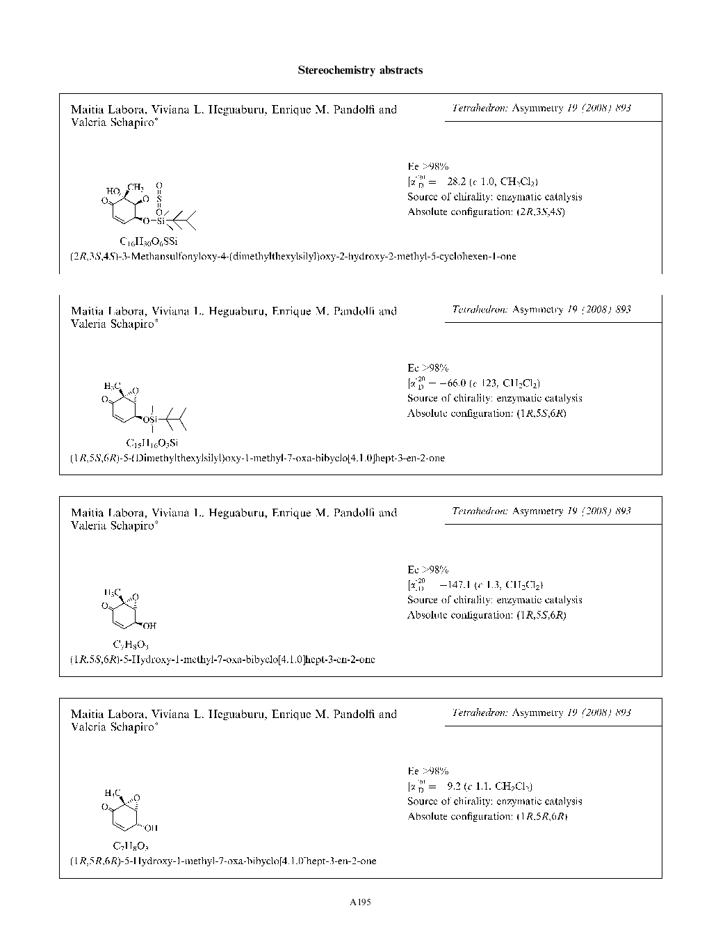 Stereochemistry abstracts