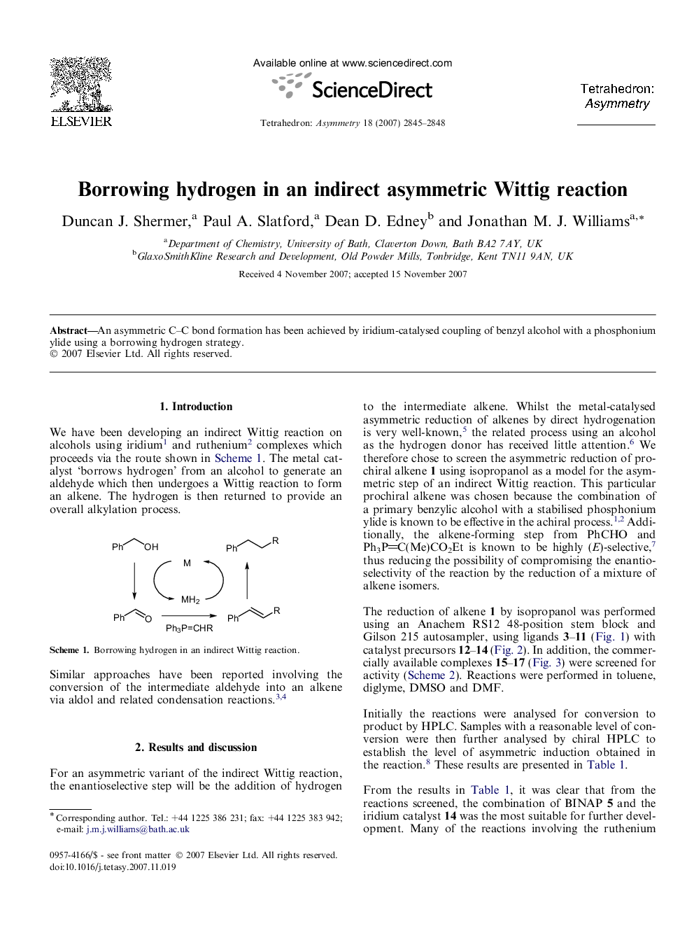 Borrowing hydrogen in an indirect asymmetric Wittig reaction