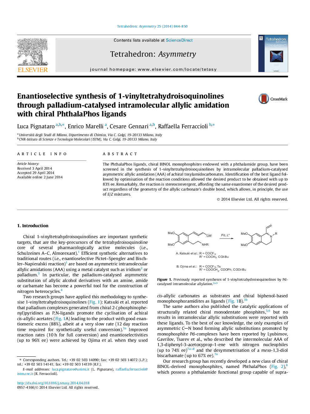 Enantioselective synthesis of 1-vinyltetrahydroisoquinolines through palladium-catalysed intramolecular allylic amidation with chiral PhthalaPhos ligands