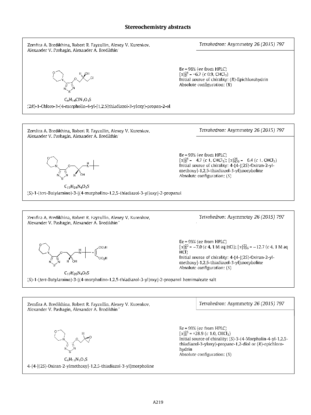 Stereochemistry abstracts