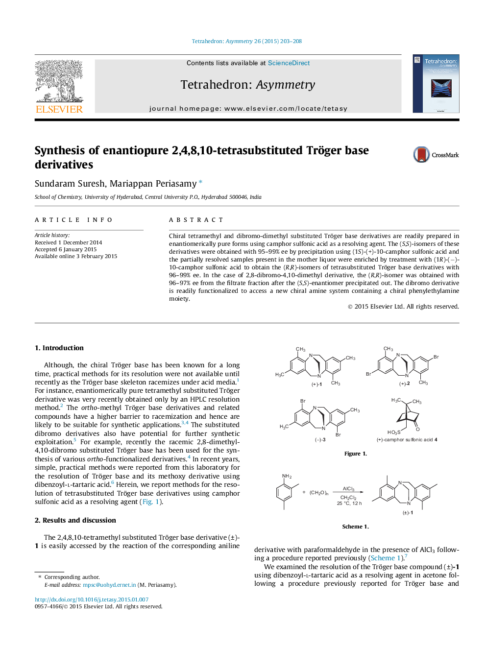 Synthesis of enantiopure 2,4,8,10-tetrasubstituted Tröger base derivatives