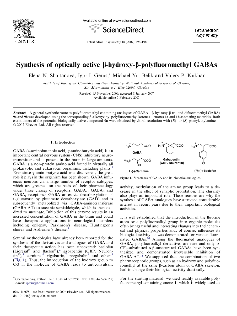 Synthesis of optically active β-hydroxy-β-polyfluoromethyl GABAs