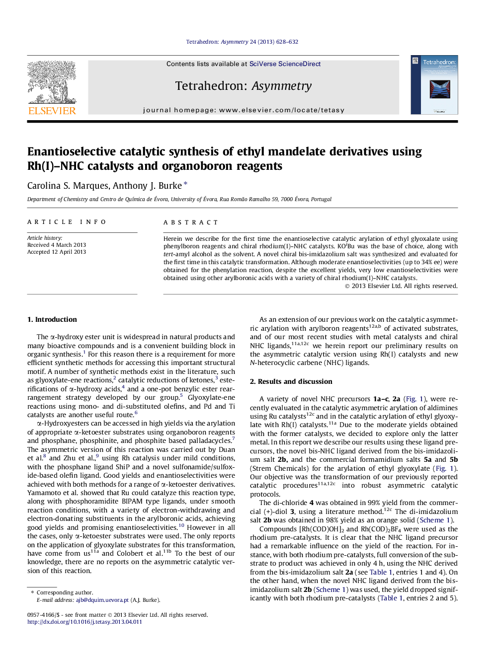 Enantioselective catalytic synthesis of ethyl mandelate derivatives using Rh(I)–NHC catalysts and organoboron reagents