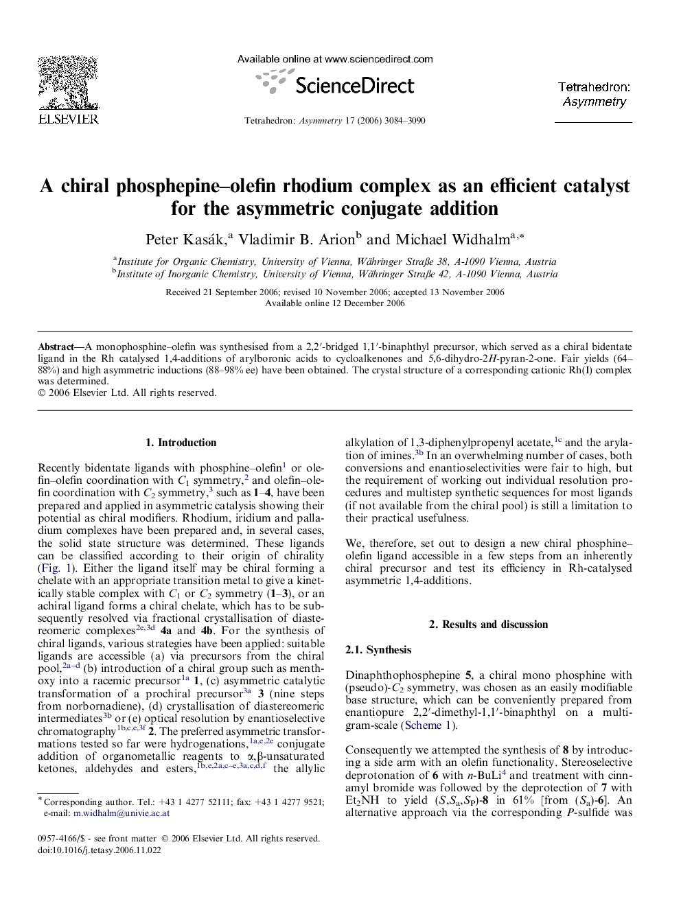 A chiral phosphepine–olefin rhodium complex as an efficient catalyst for the asymmetric conjugate addition