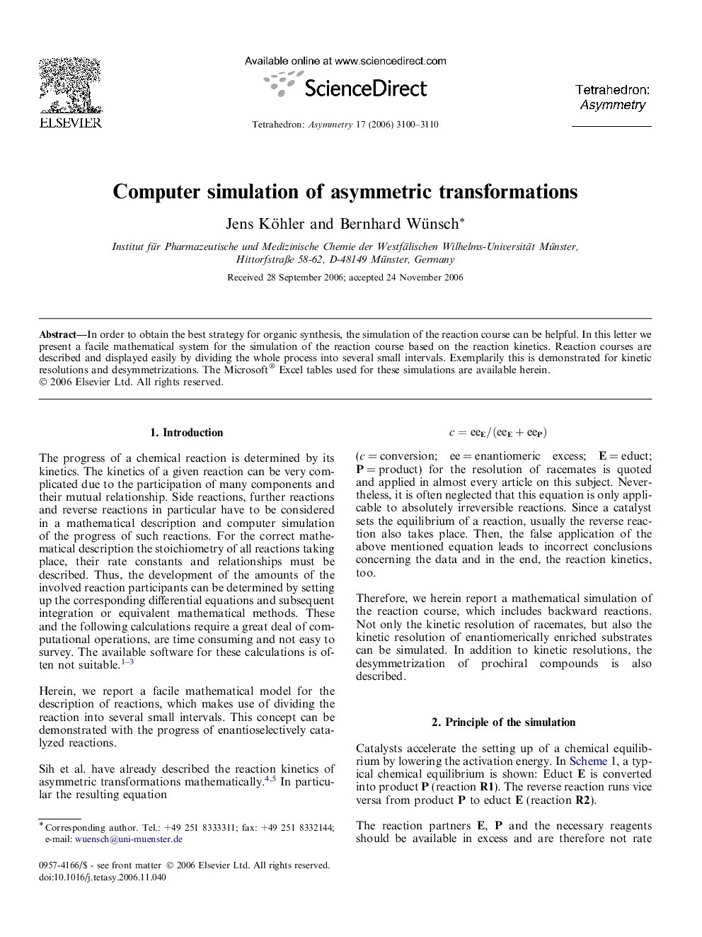 Computer simulation of asymmetric transformations