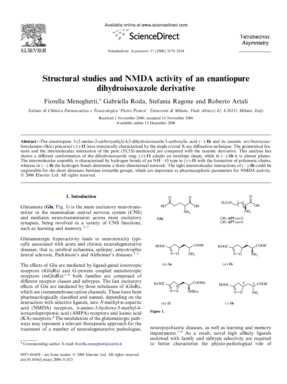 Structural studies and NMDA activity of an enantiopure dihydroisoxazole derivative