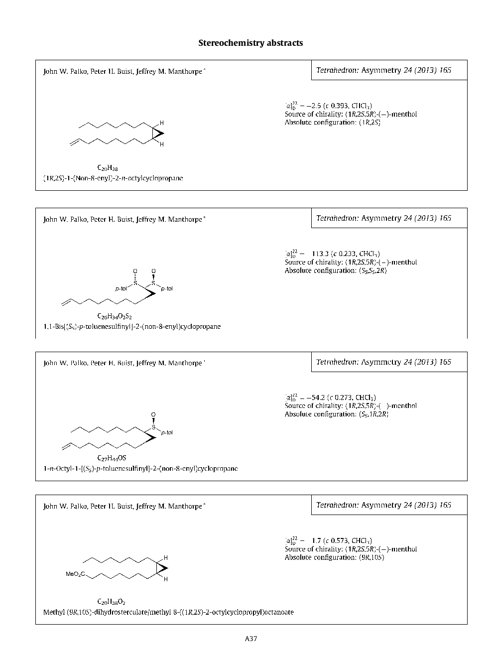 Stereochemistry abstracts