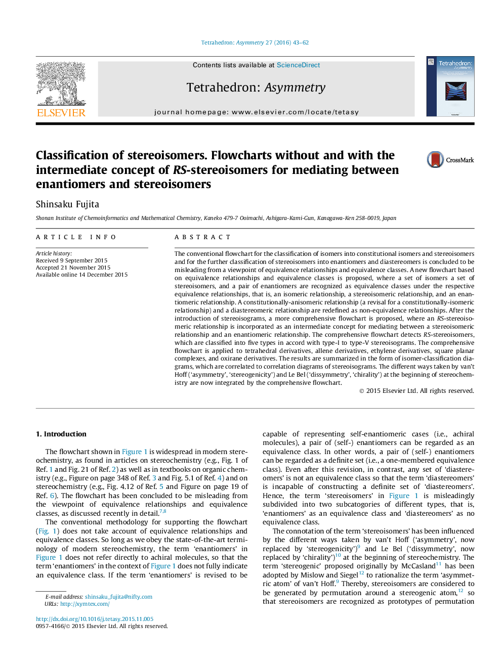 Classification of stereoisomers. Flowcharts without and with the intermediate concept of RS-stereoisomers for mediating between enantiomers and stereoisomers