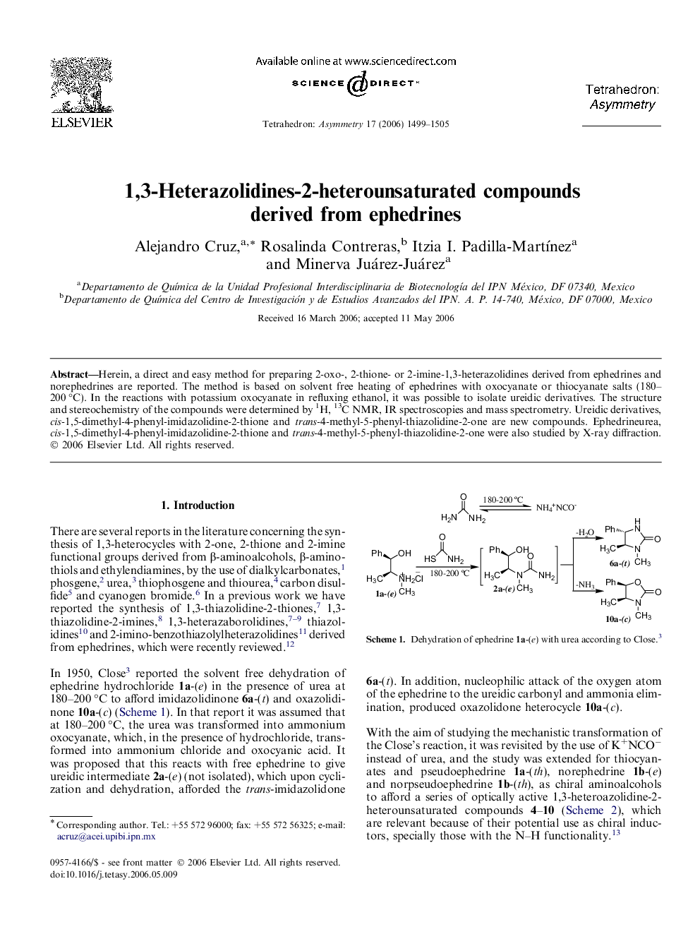 1,3-Heterazolidines-2-heterounsaturated compounds derived from ephedrines