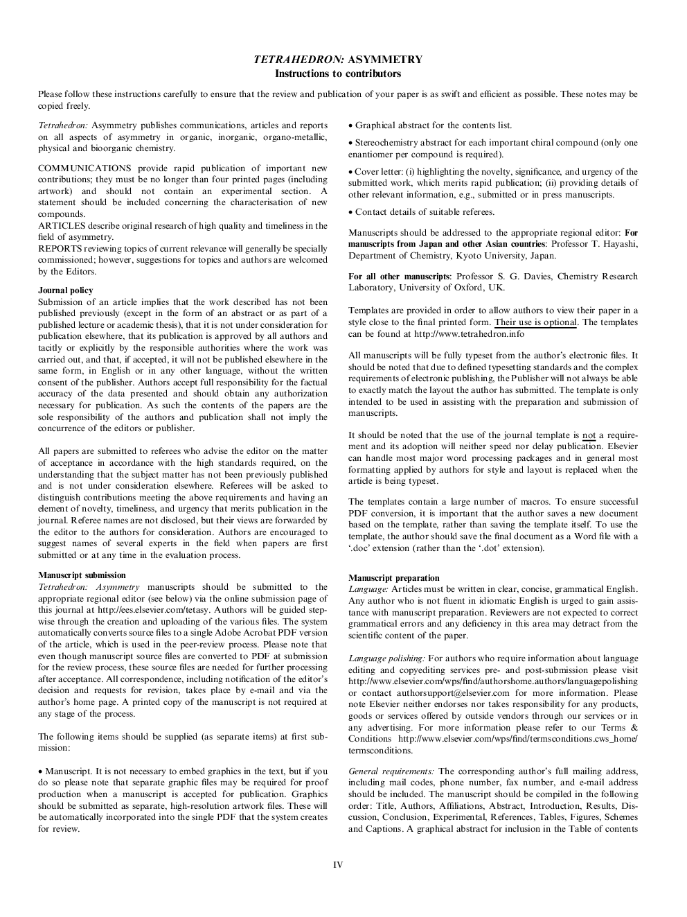 Instructions to contributors
