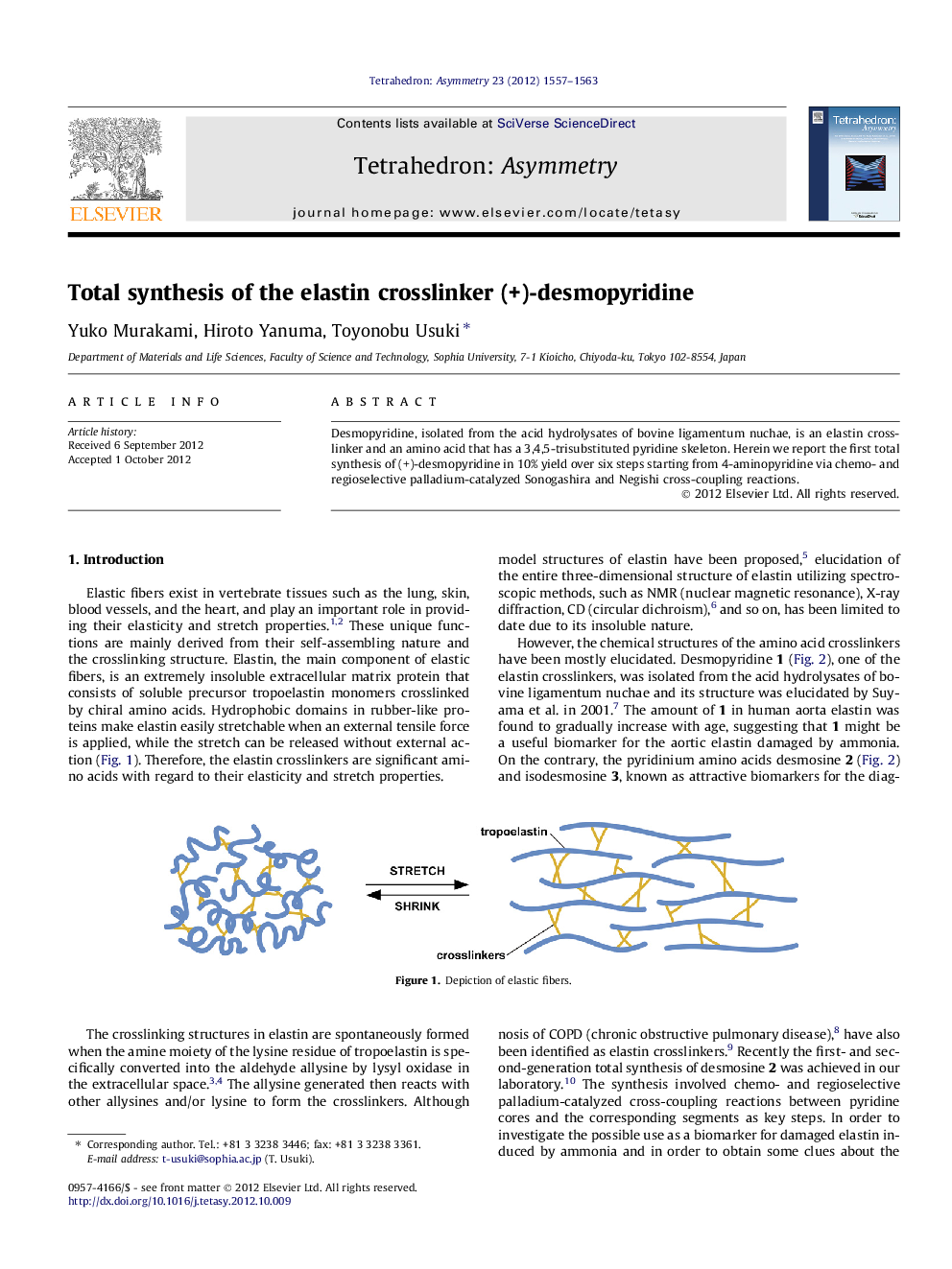 Total synthesis of the elastin crosslinker (+)-desmopyridine