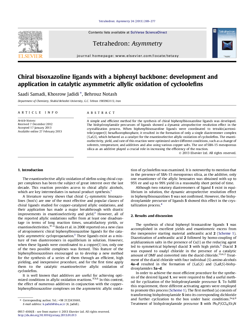 Chiral bisoxazoline ligands with a biphenyl backbone: development and application in catalytic asymmetric allylic oxidation of cycloolefins
