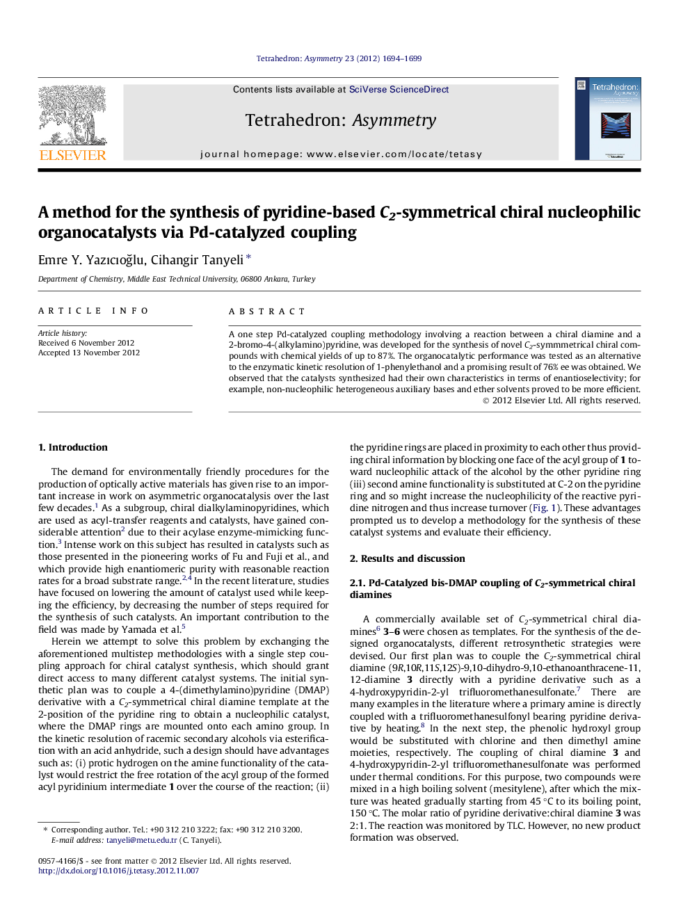 A method for the synthesis of pyridine-based C2-symmetrical chiral nucleophilic organocatalysts via Pd-catalyzed coupling