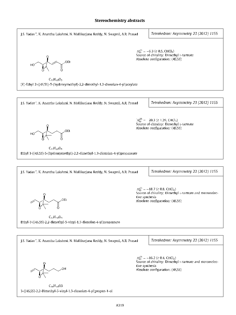 Stereochemistry abstracts