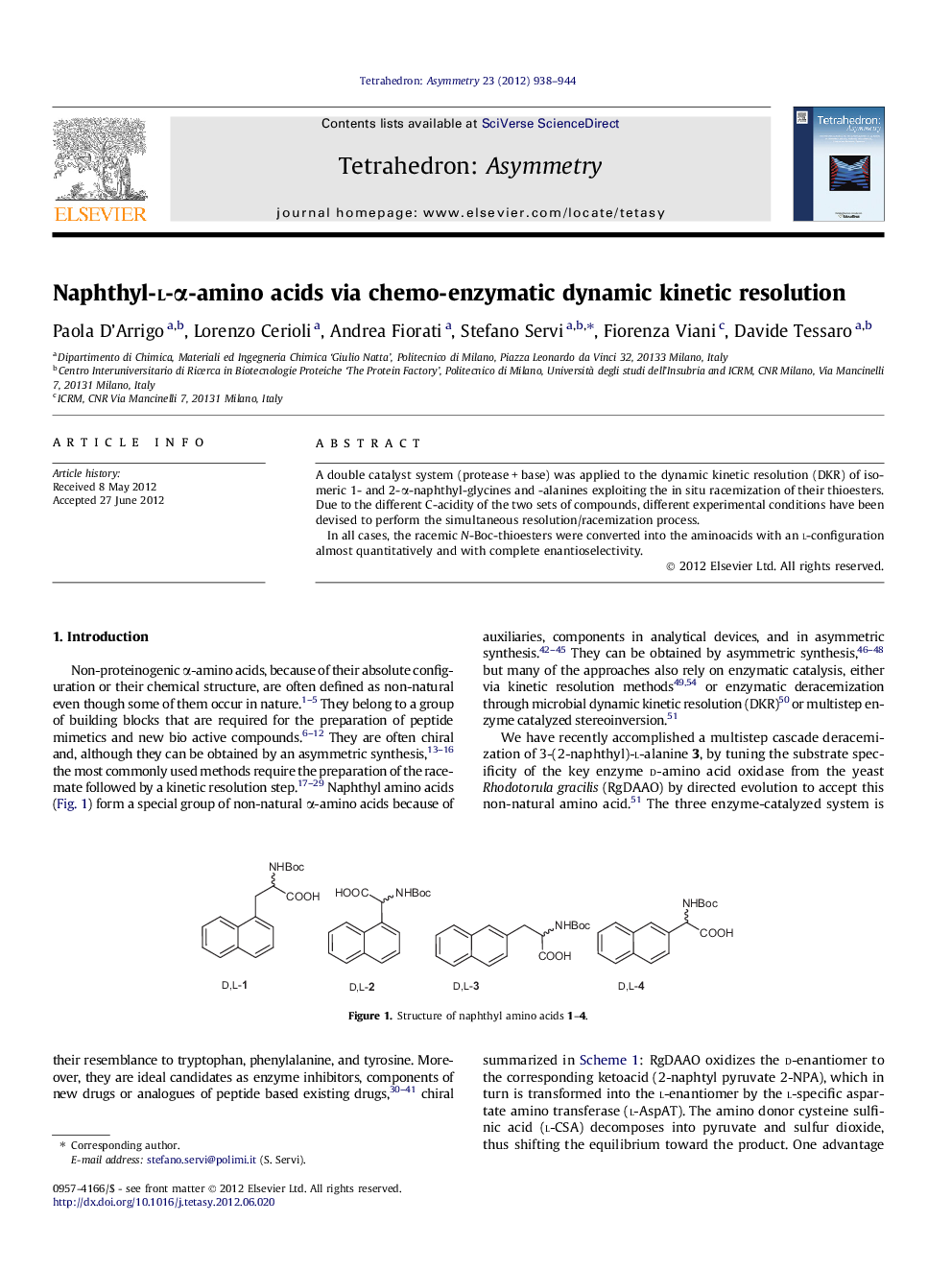 Naphthyl-l-α-amino acids via chemo-enzymatic dynamic kinetic resolution