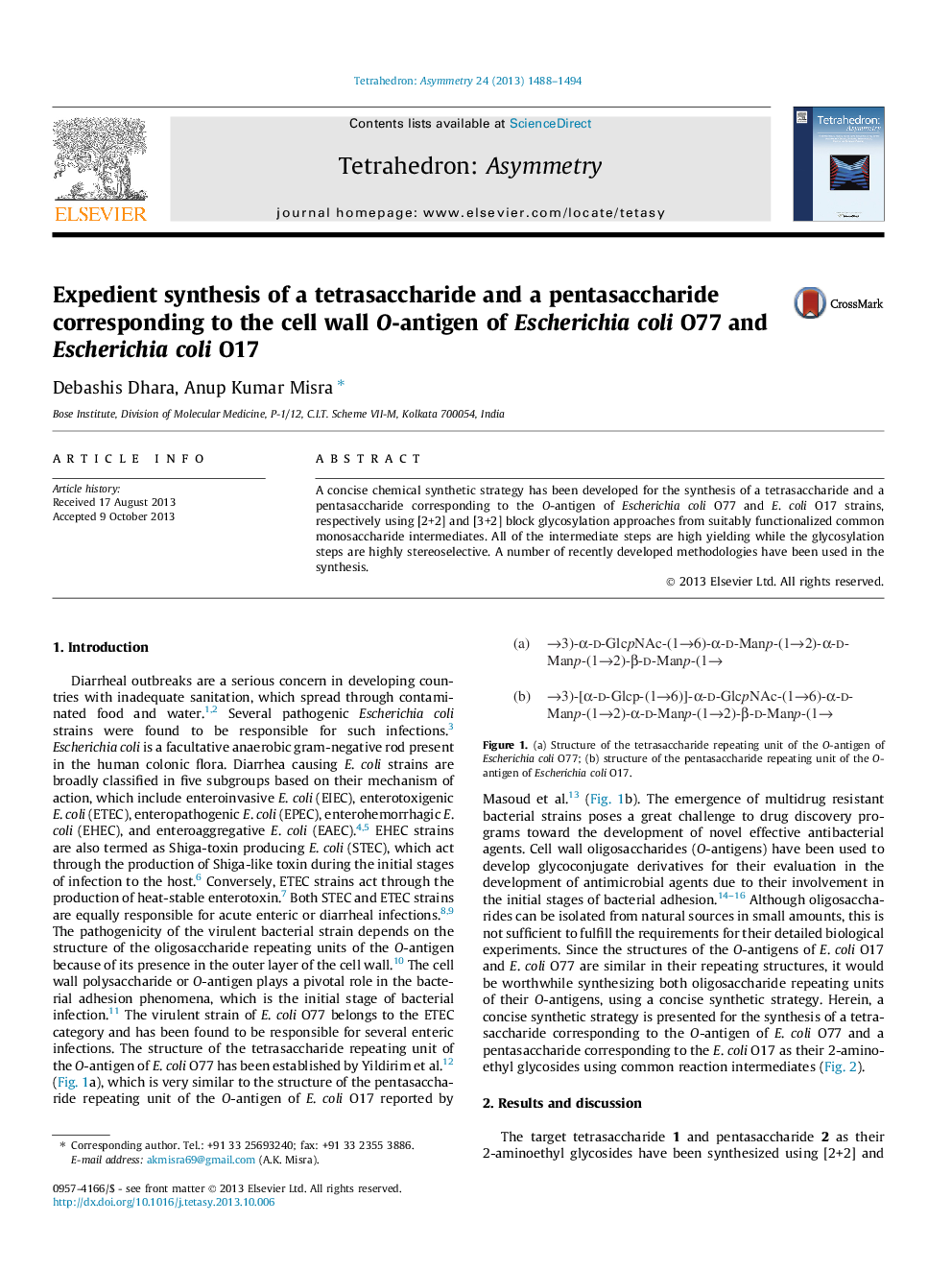 Expedient synthesis of a tetrasaccharide and a pentasaccharide corresponding to the cell wall O-antigen of Escherichia coli O77 and Escherichia coli O17