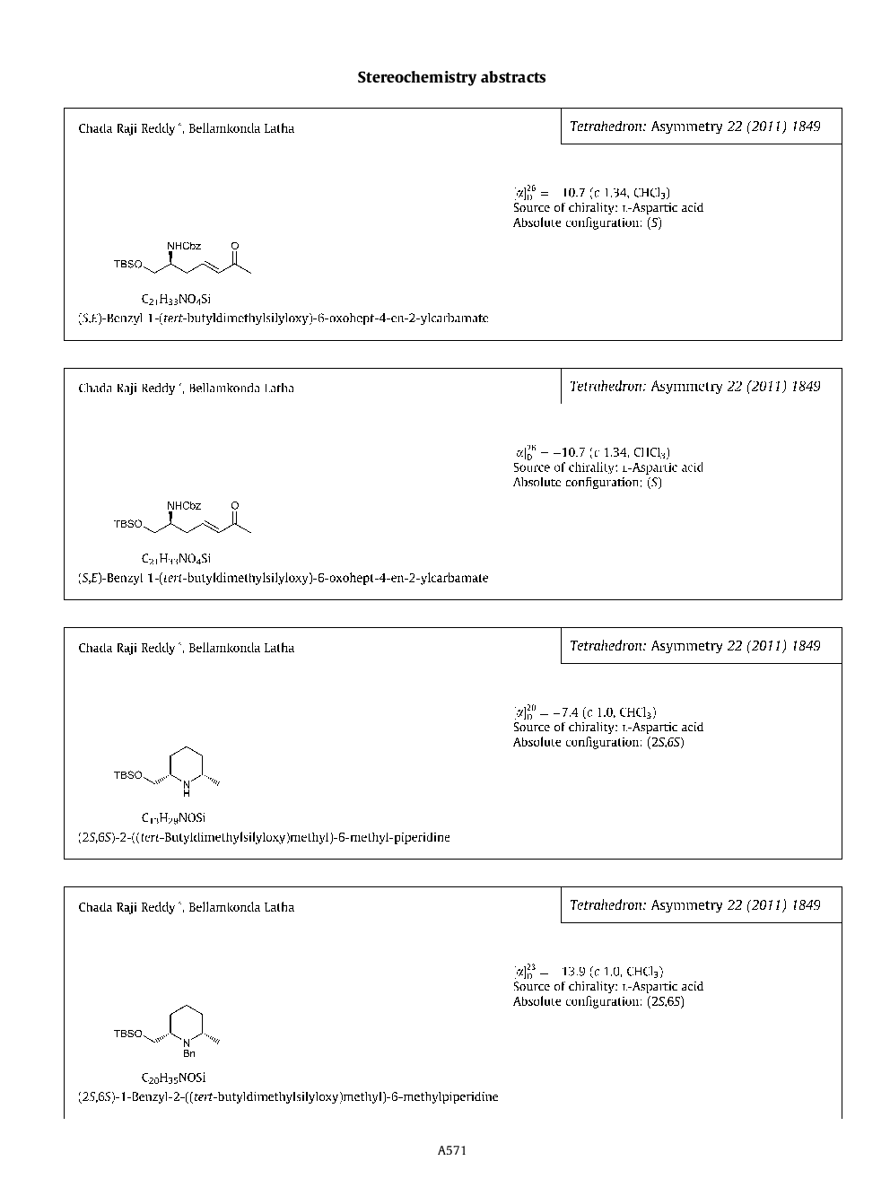 Stereochemistry abstracts