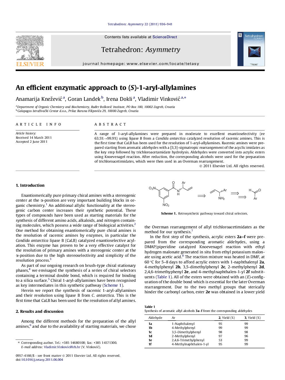 An efficient enzymatic approach to (S)-1-aryl-allylamines