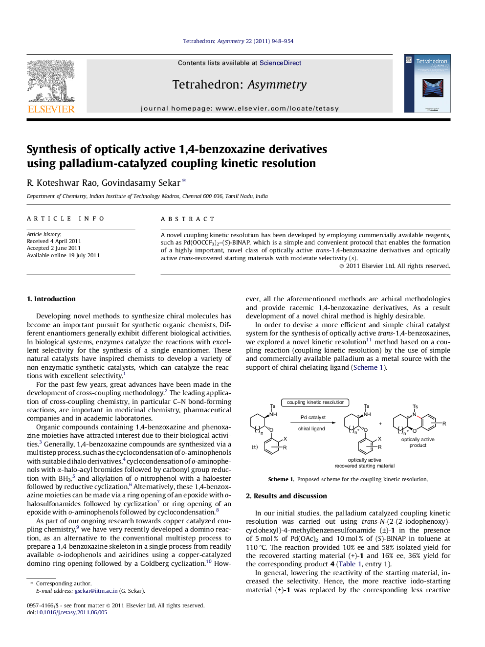 Synthesis of optically active 1,4-benzoxazine derivatives using palladium-catalyzed coupling kinetic resolution