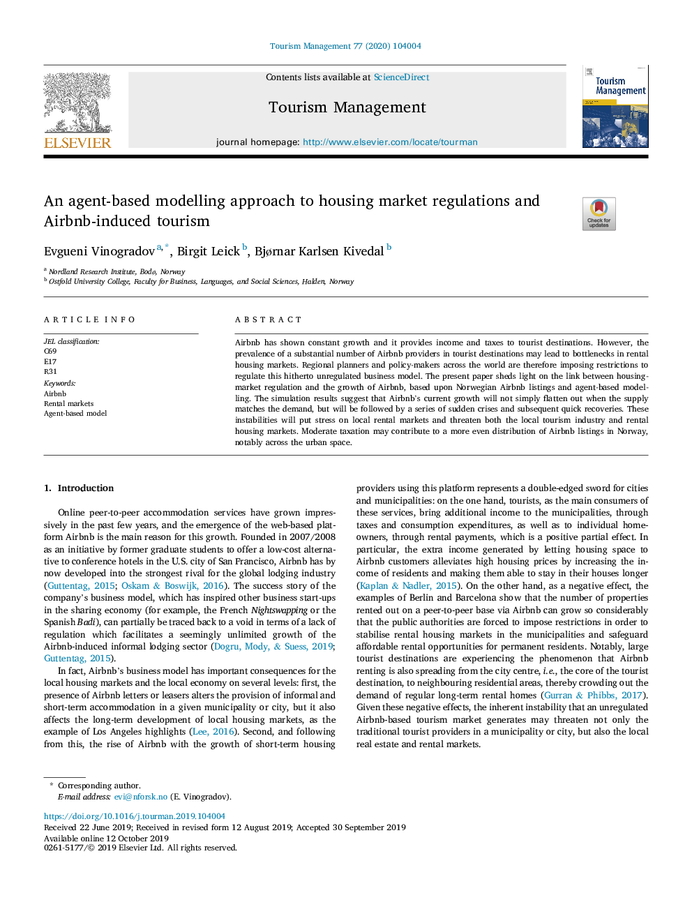 An agent-based modelling approach to housing market regulations and Airbnb-induced tourism