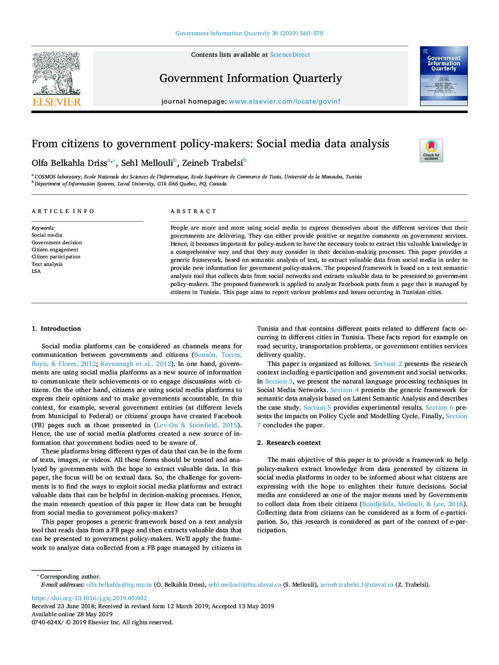 From citizens to government policy-makers: Social media data analysis