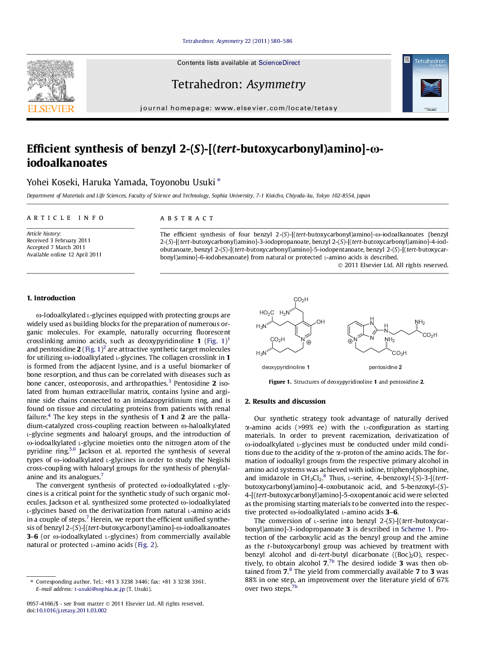 Efficient synthesis of benzyl 2-(S)-[(tert-butoxycarbonyl)amino]-ω-iodoalkanoates
