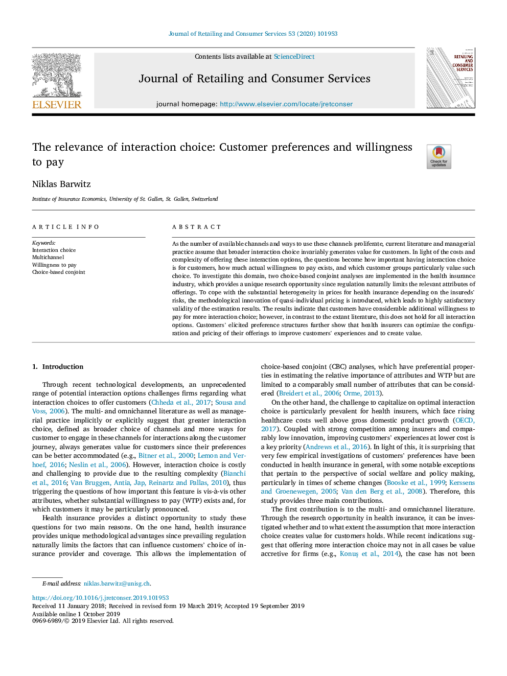 The relevance of interaction choice: Customer preferences and willingness to pay