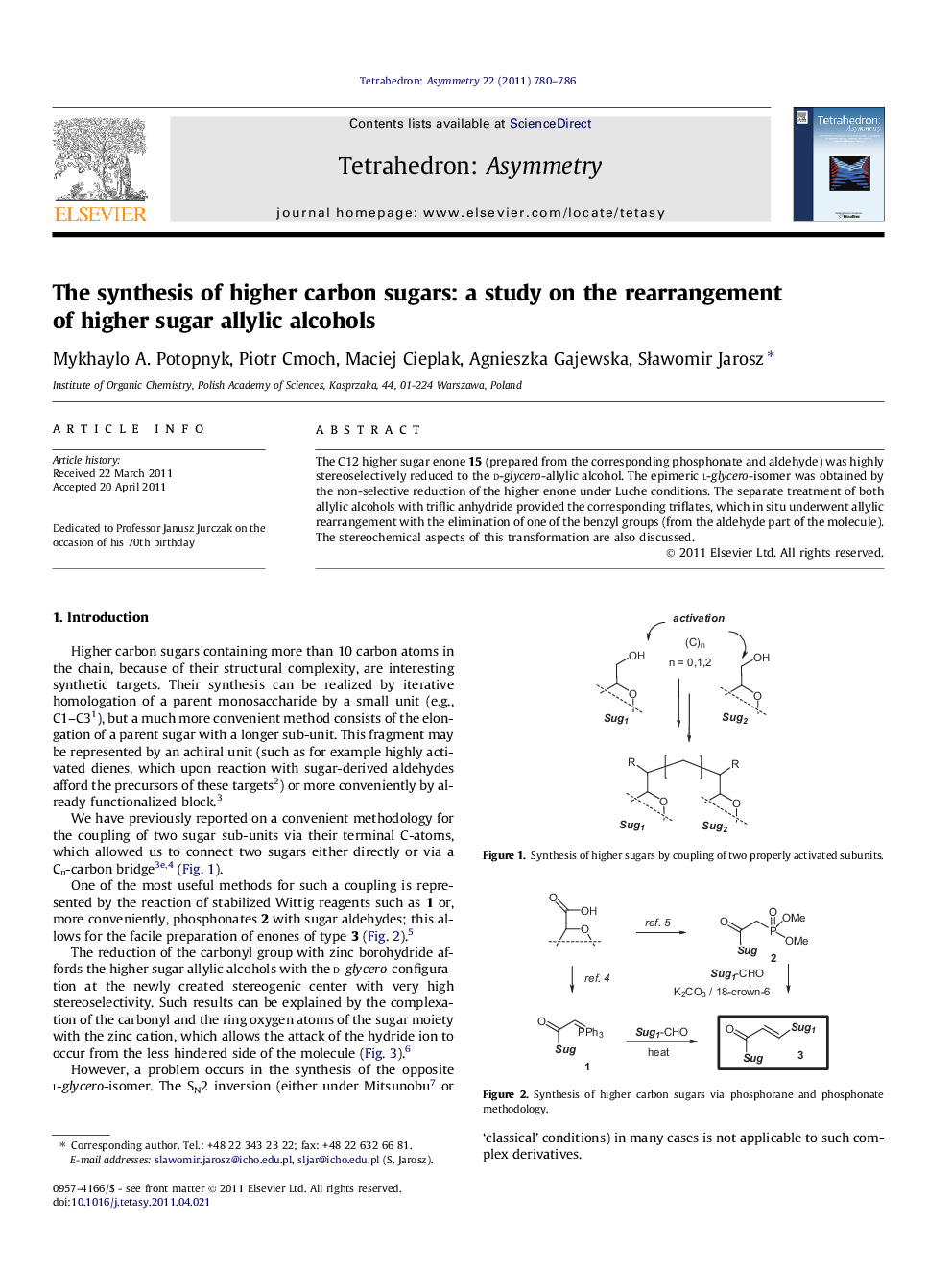 The synthesis of higher carbon sugars: a study on the rearrangement of higher sugar allylic alcohols