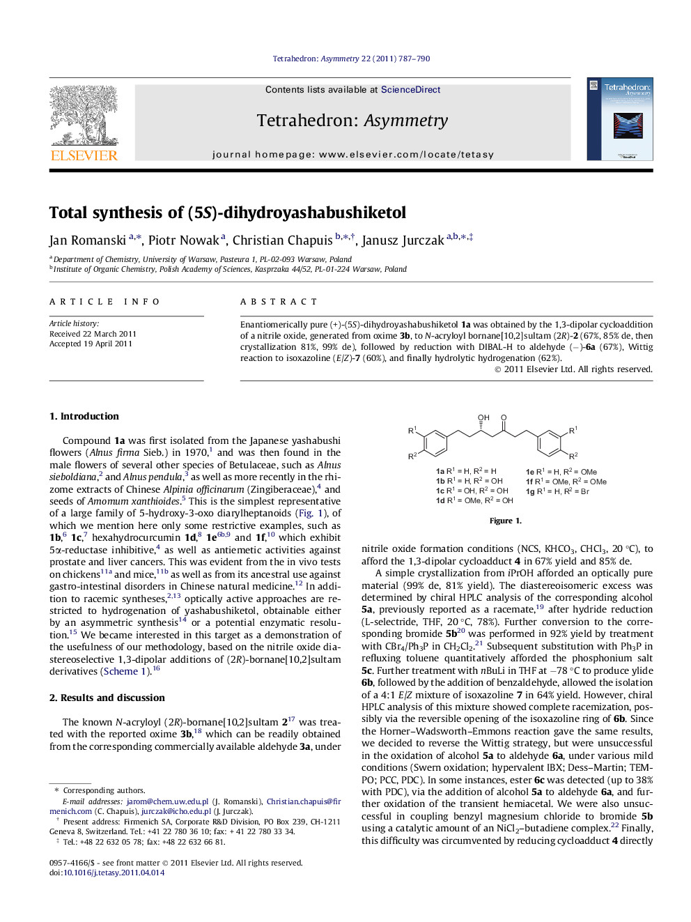 Total synthesis of (5S)-dihydroyashabushiketol