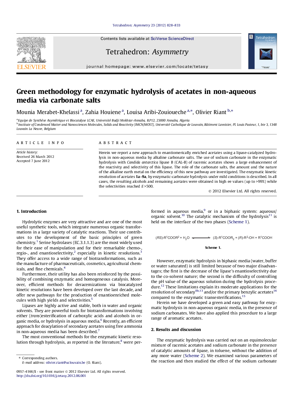 Green methodology for enzymatic hydrolysis of acetates in non-aqueous media via carbonate salts