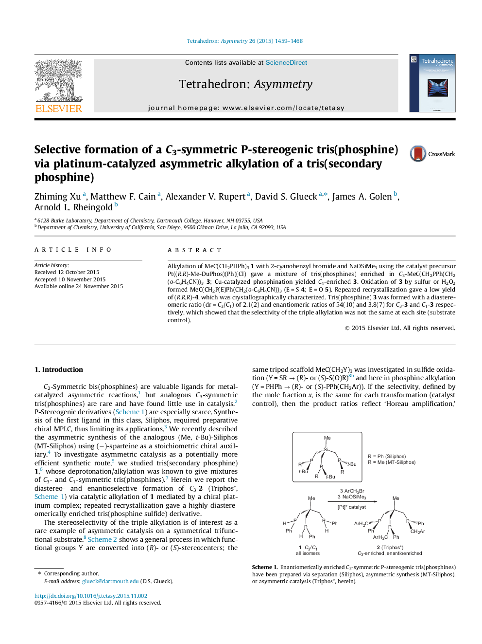 Selective formation of a C3-symmetric P-stereogenic tris(phosphine) via platinum-catalyzed asymmetric alkylation of a tris(secondary phosphine)