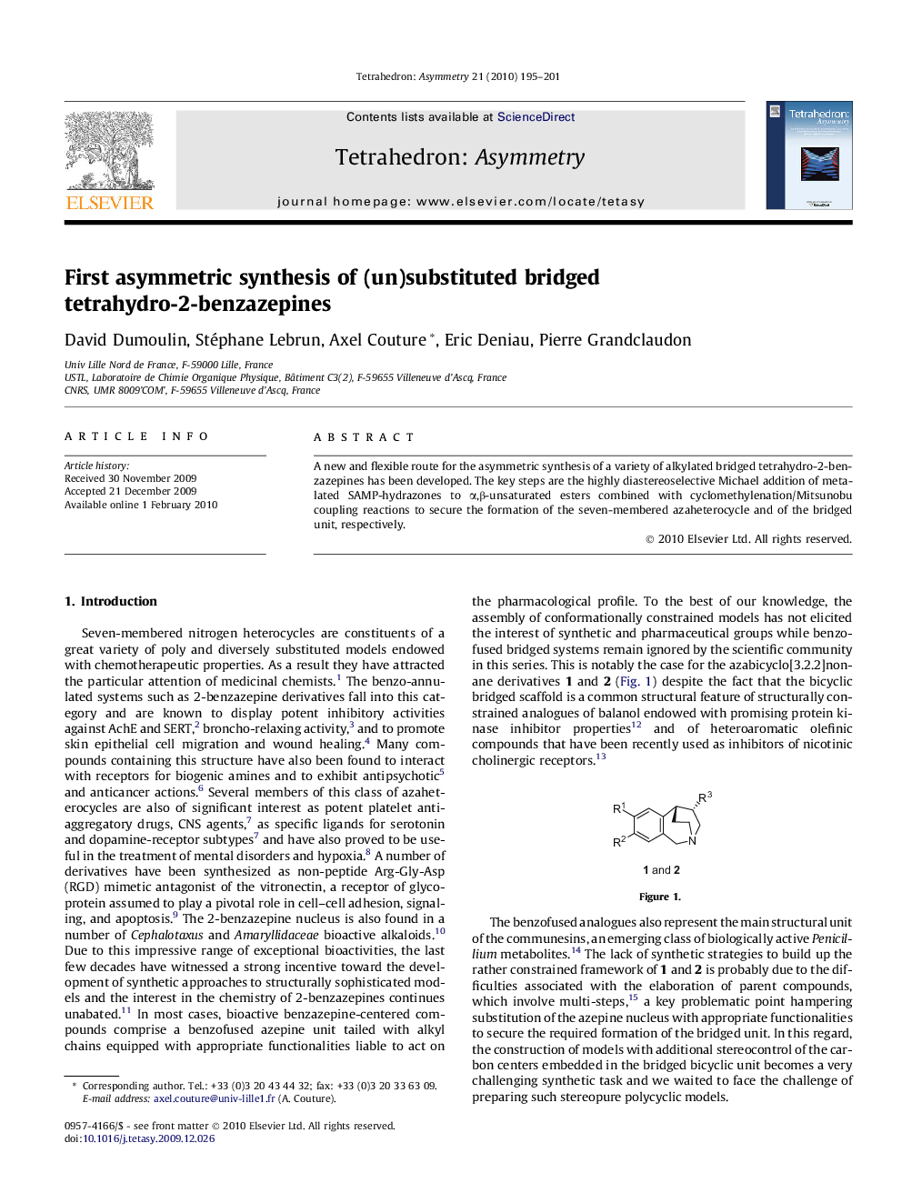 First asymmetric synthesis of (un)substituted bridged tetrahydro-2-benzazepines