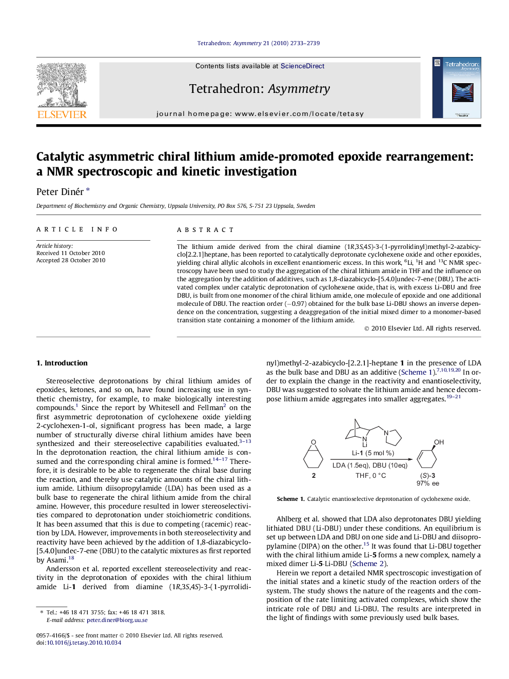 Catalytic asymmetric chiral lithium amide-promoted epoxide rearrangement: a NMR spectroscopic and kinetic investigation