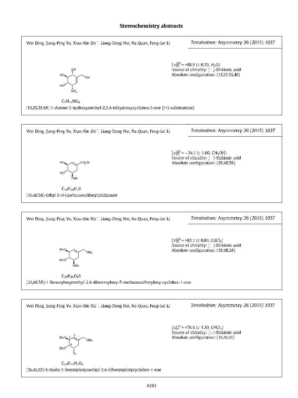 Stereochemistry abstracts