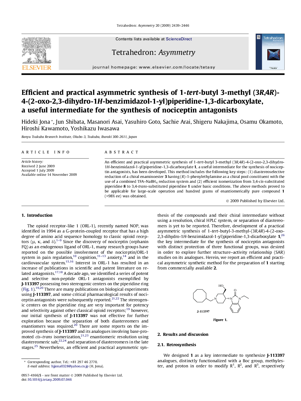 Efficient and practical asymmetric synthesis of 1-tert-butyl 3-methyl (3R,4R)-4-(2-oxo-2,3-dihydro-1H-benzimidazol-1-yl)piperidine-1,3-dicarboxylate, a useful intermediate for the synthesis of nociceptin antagonists