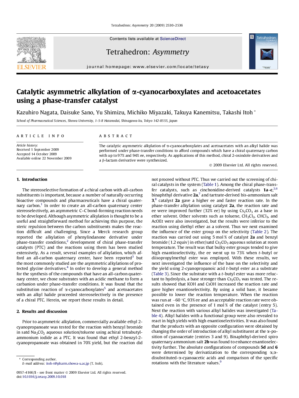 Catalytic asymmetric alkylation of α-cyanocarboxylates and acetoacetates using a phase-transfer catalyst