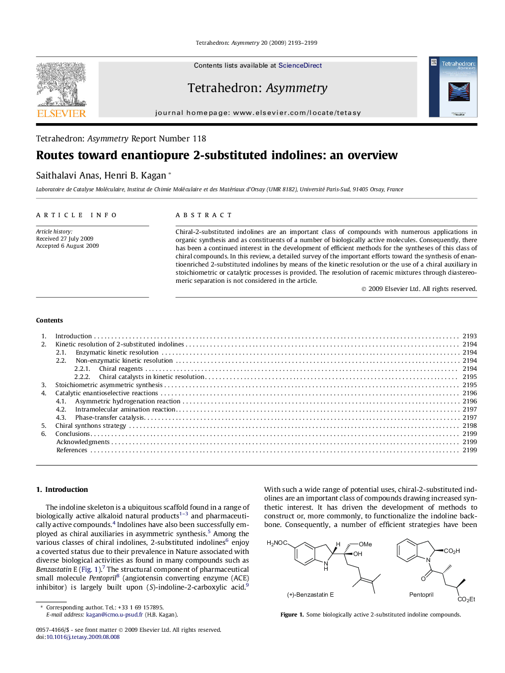 Routes toward enantiopure 2-substituted indolines: an overview